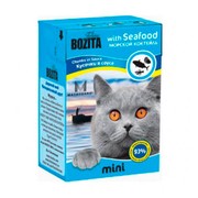 BOZITA Mini консервы для кошек кусочки в соусе морской коктейль