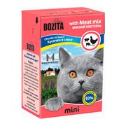 BOZITA Mini консервы для кошек кусочки в соусе мясной микс