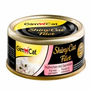 GimCat консервы ShinyCat Filet для кошек цыпленок с креветками
