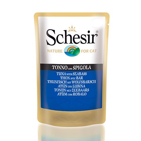 Schesir консервы для кошек тунец с морским окунем (пауч)