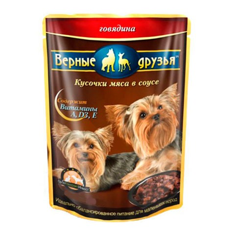 Верные друзья пауч для собак маленьких пород говядина