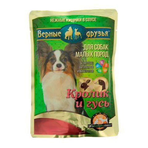 Верные друзья пауч для собак маленьких пород кролик/Гусь в соусе