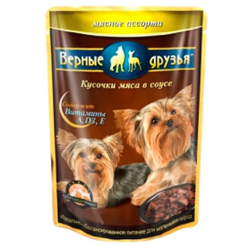 Верные друзья пауч для собак маленьких пород мясное ассорти