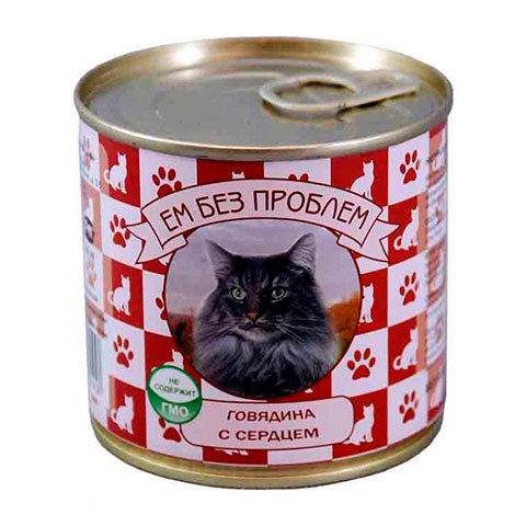 ЕМ БЕЗ ПРОБЛЕМ консервы для кошек говядина с сердцем
