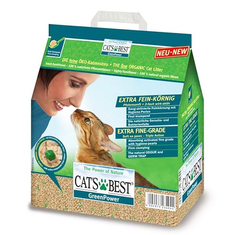 Наполнитель Cat's Best Green Power древесный комкующийся для котят и кошек