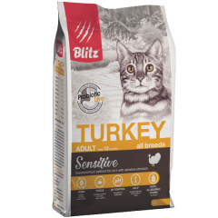 Blitz Sensitive Turkey Adult Cat All Breeds корм сухой для взрослых кошек с индейкой
