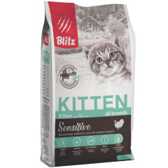 Blitz Sensitive Kitten All Breeds корм сухой для котят, беременных и кормящих кошек с индейкой