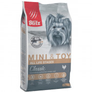 Blitz Classic Mini & Toy Breeds Dog All Life Stages корм сухой для собак мелких и миниатюрных пород всех возрастов с курицей и рисом
