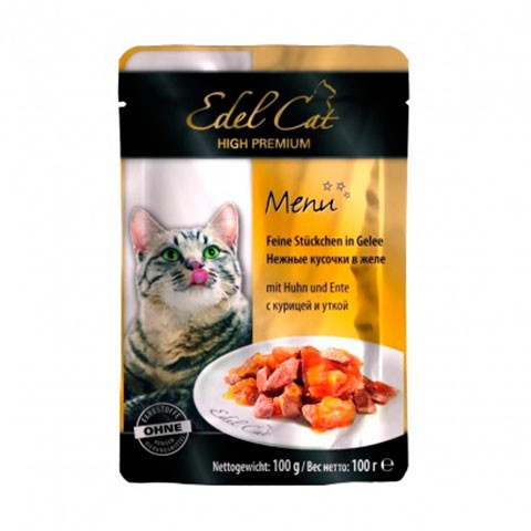 Edel Cat пауч для кошек нежные кусочки курица/утка в желе