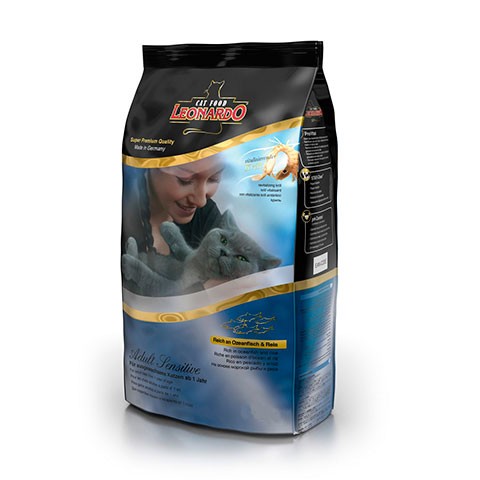 LeonardO Adult-Sensitive сухой корм для взрослых кошек рыба/рис для здоровья кожи/шерсти