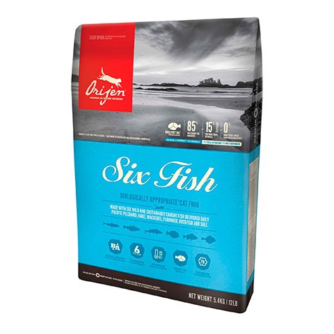 Orijen Six Fish Cat беззерновой корм для кошек и котят всех пород  гипоаллергенный
