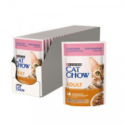 Cat Chow консервы для кошек кусочки в желе лосось, зеленая фасоль