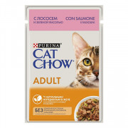 Cat Chow консервы для кошек кусочки в желе лосось, зеленая фасоль