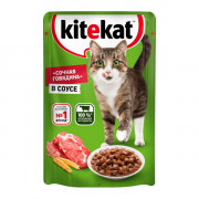 Kitekat корм консервированный для кошек сочная говядина в соусе