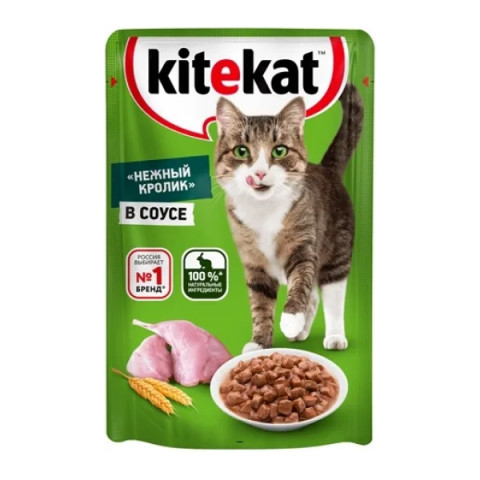 Kitekat корм консервированный для кошек нежный кролик в соусе