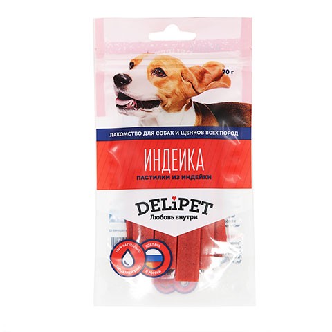 DeliPet лакомство для собак пастилки из индейки
