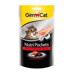 Gimpet Nutri Pockets, подушечки с говядиной и солодом для кошек