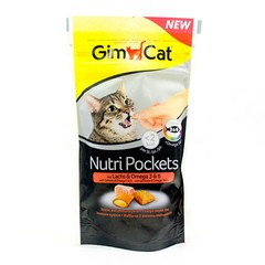Gimpet Nutri Pockets, подушечки с лососем и омега 3 и 6 для кошек