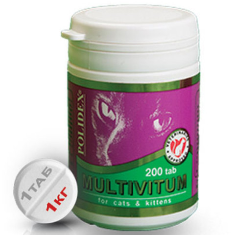 POLIDEX Multivitum Plus, поливитаминно-минеральный комплекс для кошек