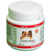 POLIDEX Super Wool Plus, улучшает состояние шерсти, кожи для щенков и собак мелких и средних пород