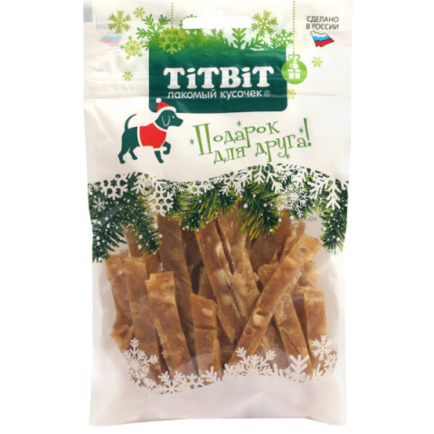 TiTBiT Новогодняя коллекция лакомство для собак Нарезка куриная, для поощрения
