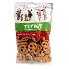 TiTBiT Новогодняя коллекция лакомство для собак Печенье Мясной крендель, для поощрения, для дрессуры