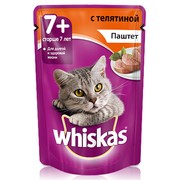 Whiskas консервы для кошек старше 7 лет мясной паштет из телятины