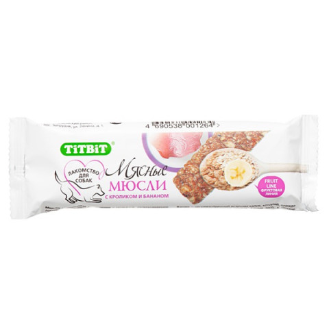 TiTBiT Fruit лакомство витаминизированное мюсли  с кроликом и бананом, для поощрения