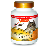 Unitabs BiotinPlus с Q10 витамины для кошек с биотином и таурином для кожи и шерсти