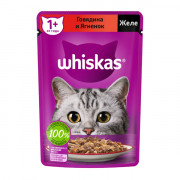 Whiskas корм консервированный для кошек кусочки в желе с говядиной и ягненком