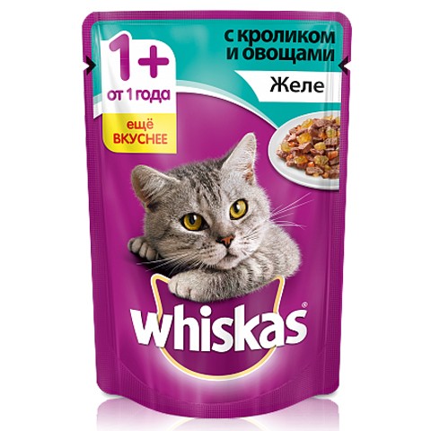 Whiskas консервы желе кролик с овощами