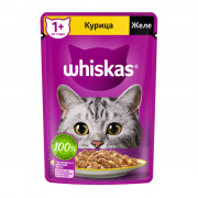 Whiskas корм консервированный для кошек кусочки в желе с курицей