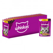 Whiskas корм консервированный для кошек кусочки в желе с курицей