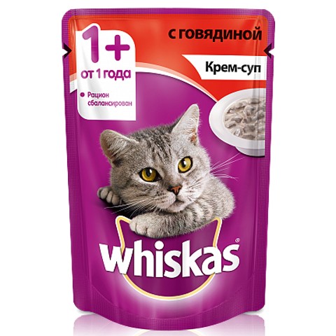 Whiskas консервы крем-суп с говядиной