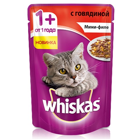 Whiskas консервы мини-филе говяд желе