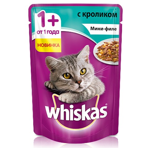 Whiskas консервы мини-филе кролик желе