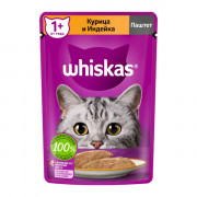 Whiskas корм консервированный для кошек паштет с курицей и индейкой