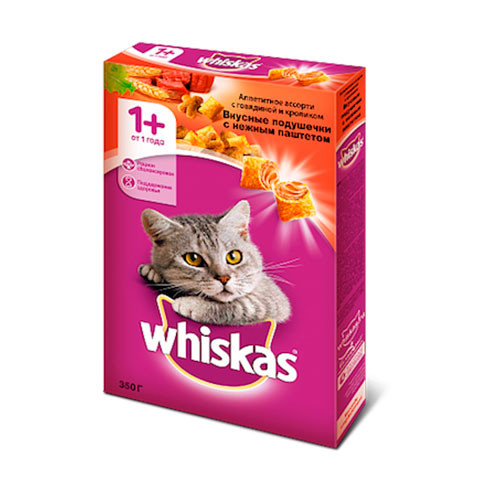 Whiskas сухой подушечки с паштетом говядина кролик