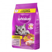 Whiskas корм сухой для кошек вкусные подушечки с нежным паштетом ассорти с курицей и индейкой