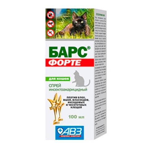 АВЗ Барс форте спрей для кошек от блох на фипрониле