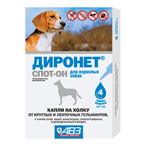 АВЗ Диронет спот-он капли на холку для собак