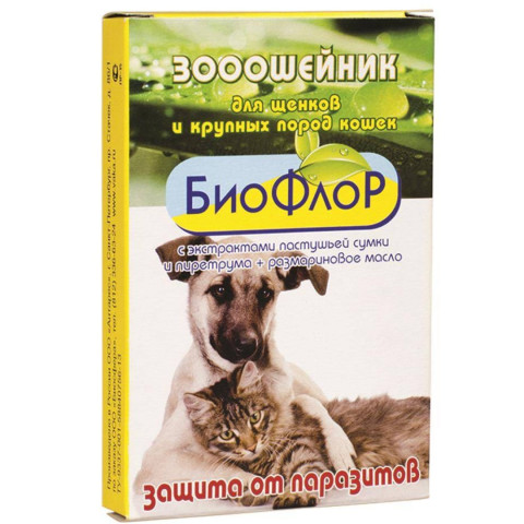 БиоФлор ошейник против блох для щенков  и крупных пород кошек антипаразитарный 40см