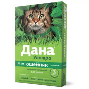 Apicenna Дана Ультра ошейник для кошек и собак инсектоакарицидный, профилактика глистов зеленый 35см