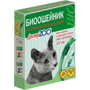Доктор ZOO БИО ошейник для кошек и мелких собак от блох и клещей 35см, зеленый
