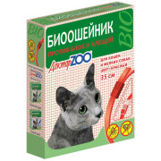 Доктор ZOO БИО ошейник для кошек и мелких собак от блох и клещей 35см, зеленый