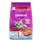 Whiskas корм сухой для стерилизованных кошек с говядиной и вкусными подушечками