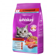 Whiskas корм сухой для стерилизованных кошек с говядиной и вкусными подушечками