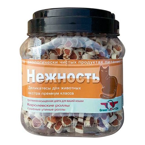 Green Qzin лакомство для кошек нежность (сушеные утиные роллы)