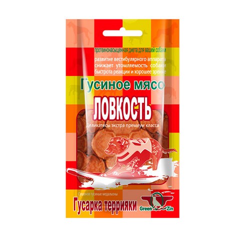 Green Qzin лакомство для собак ловкость (сушеные гусиные медальоны)