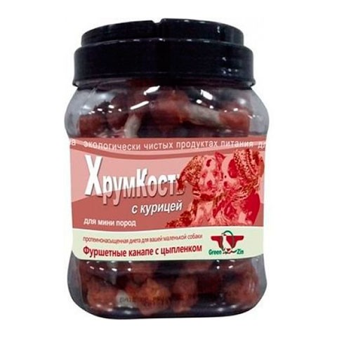 Green Qzin лакомство для собак хрумкость (сушеные гантельки с курицей) туба